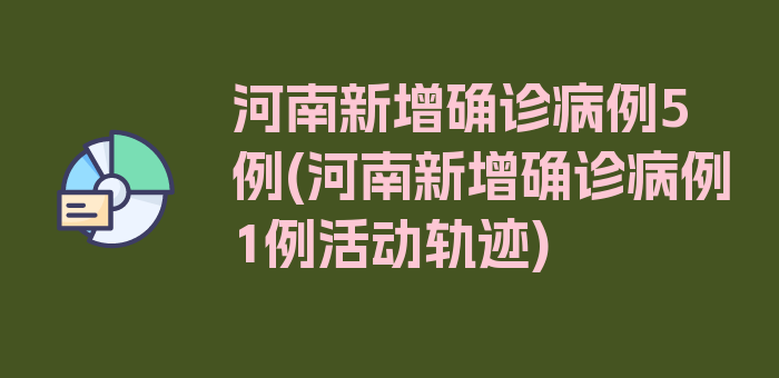 河南新增确诊病例5例(河南新增确诊病例1例活动轨迹)