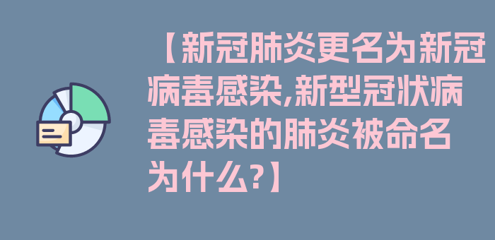 【新冠肺炎更名为新冠病毒感染,新型冠状病毒感染的肺炎被命名为什么?】