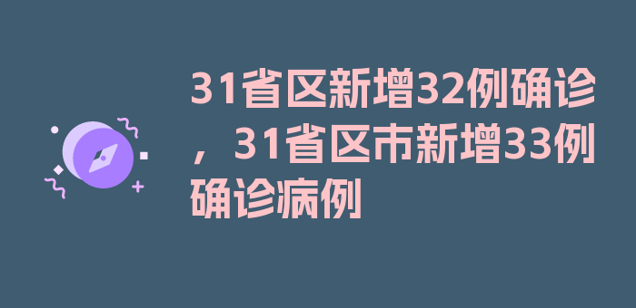 31省区新增32例确诊，31省区市新增33例确诊病例