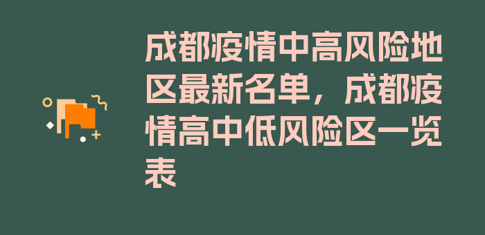 成都疫情中高风险地区最新名单，成都疫情高中低风险区一览表