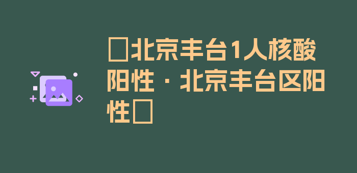 〖北京丰台1人核酸阳性·北京丰台区阳性〗