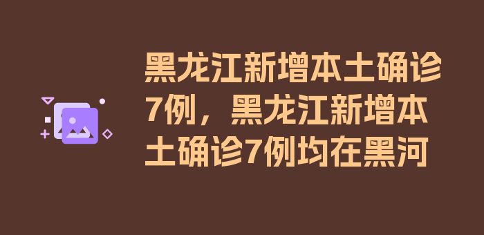 黑龙江新增本土确诊7例，黑龙江新增本土确诊7例均在黑河