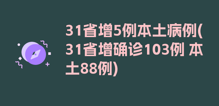 31省增5例本土病例(31省增确诊103例 本土88例)