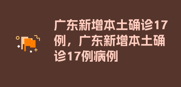 广东新增本土确诊17例，广东新增本土确诊17例病例