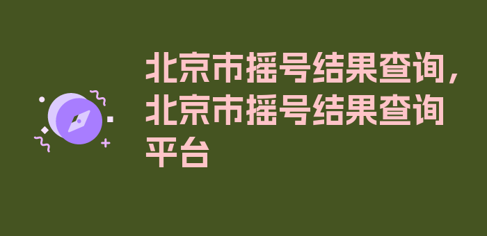 北京市摇号结果查询，北京市摇号结果查询平台