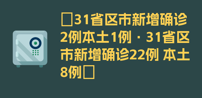 〖31省区市新增确诊2例本土1例·31省区市新增确诊22例 本土8例〗