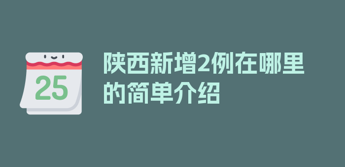 陕西新增2例在哪里的简单介绍