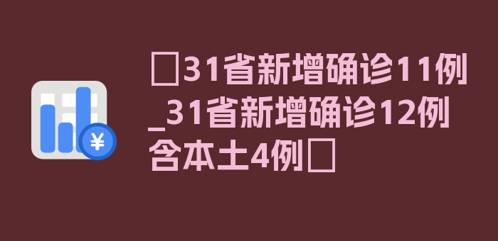 〖31省新增确诊11例_31省新增确诊12例含本土4例〗