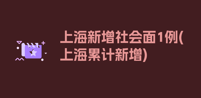 上海新增社会面1例(上海累计新增)