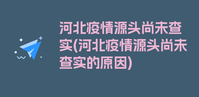 河北疫情源头尚未查实(河北疫情源头尚未查实的原因)