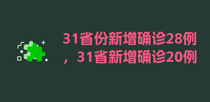 31省份新增确诊28例，31省新增确诊20例