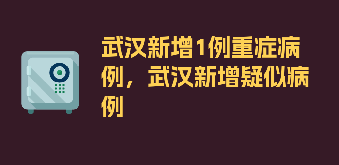 武汉新增1例重症病例，武汉新增疑似病例