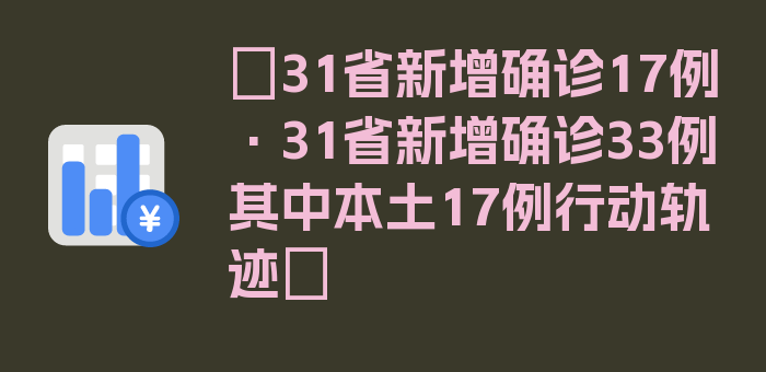 〖31省新增确诊17例·31省新增确诊33例 其中本土17例行动轨迹〗