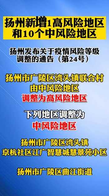 扬州8地升级为中风险地区,具体涉及到了哪些地区?