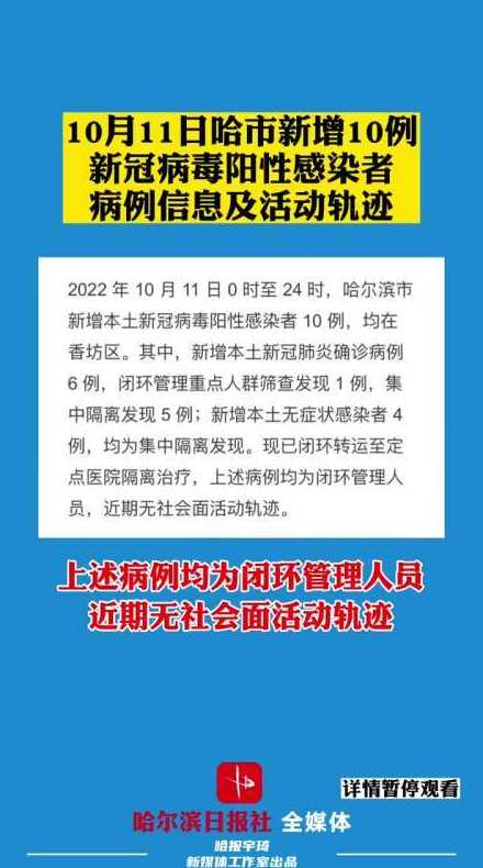 哈尔滨10月29日新增10例阳性感染者活动轨迹