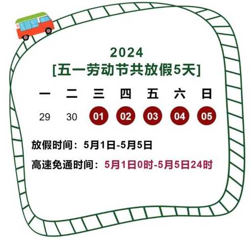 五一放假2024年高速免费几天