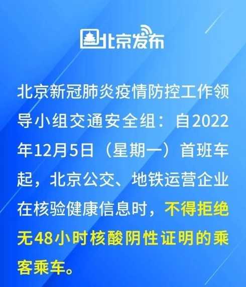 12月5日起北京公交地铁运不得拒绝无48小时核酸乘客乘车